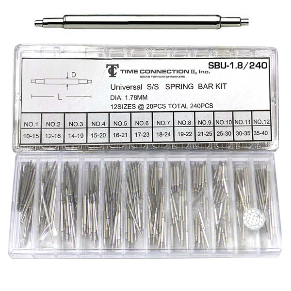 240 Pieces of 1.80mm Universal Spring Bar Set (12 Sizes)