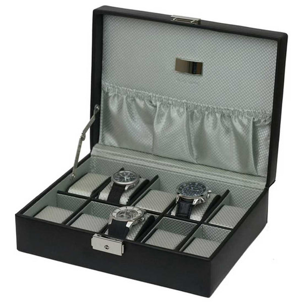 BX-809, Black leather watch box for 10 watches