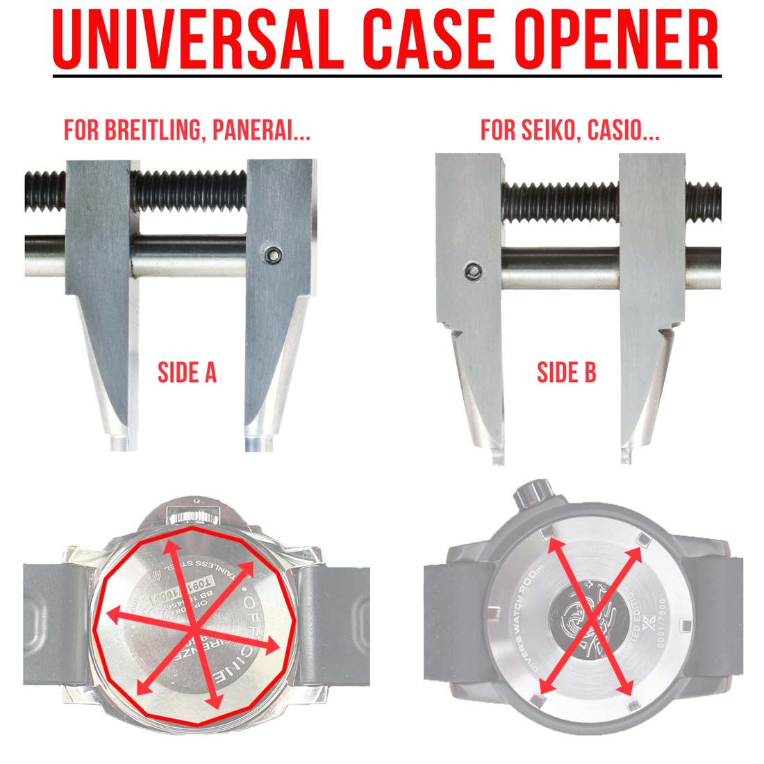 CO-635, Universal Screw Back Case Opener / Remover for Waterproof Breitling and Seiko Watches