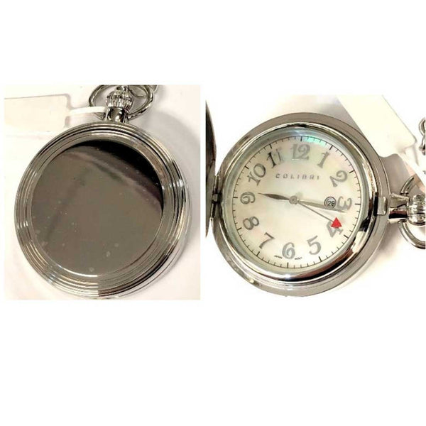 PW-208, Colibri Silver Pocket Watch with White Face