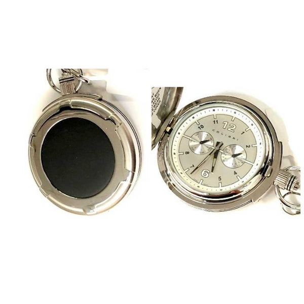 PW-215, Colibri Silver Pocket Watch with Black Dot, Colibri White Face