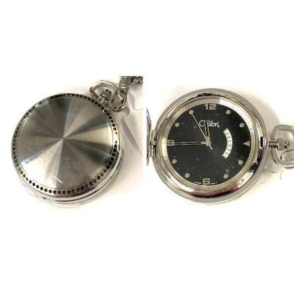 PW-216, Colibri Silver Pocket Watch with Black Face