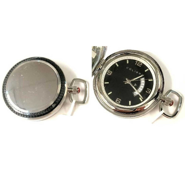 PW-225, Colibri Silver Pocket Watch with Black Face